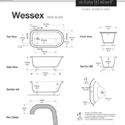 Wessex Claw foot bath 1525 x 761mm, without overflow, with White Quarrycast feet image